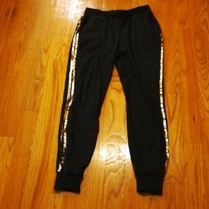 Gold striped charcoal hangout jogger